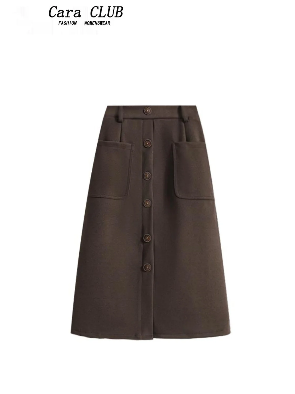 

High Waist Thi Woolen A-Line Skirt Women's plus Size Spring Faion Slimming Elastic Waist f-length Skirt