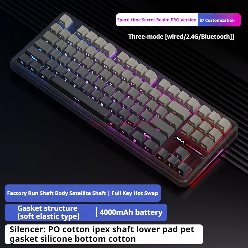 Imagem -06 - Aula F87pro Tri-mode Mecânico 2.4g Bluetooth Estrutura de Junta Pbt Keycap Hot Pluggable Rgb Teclado de Jogo Mecânico 2024