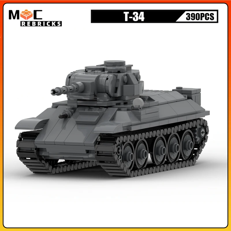 

Military Armor Vehicle T-34 medium Battle Tank Building Blocks Assembly Defense Panzer Weapons Model Kids DIY Bricks Toys Gift