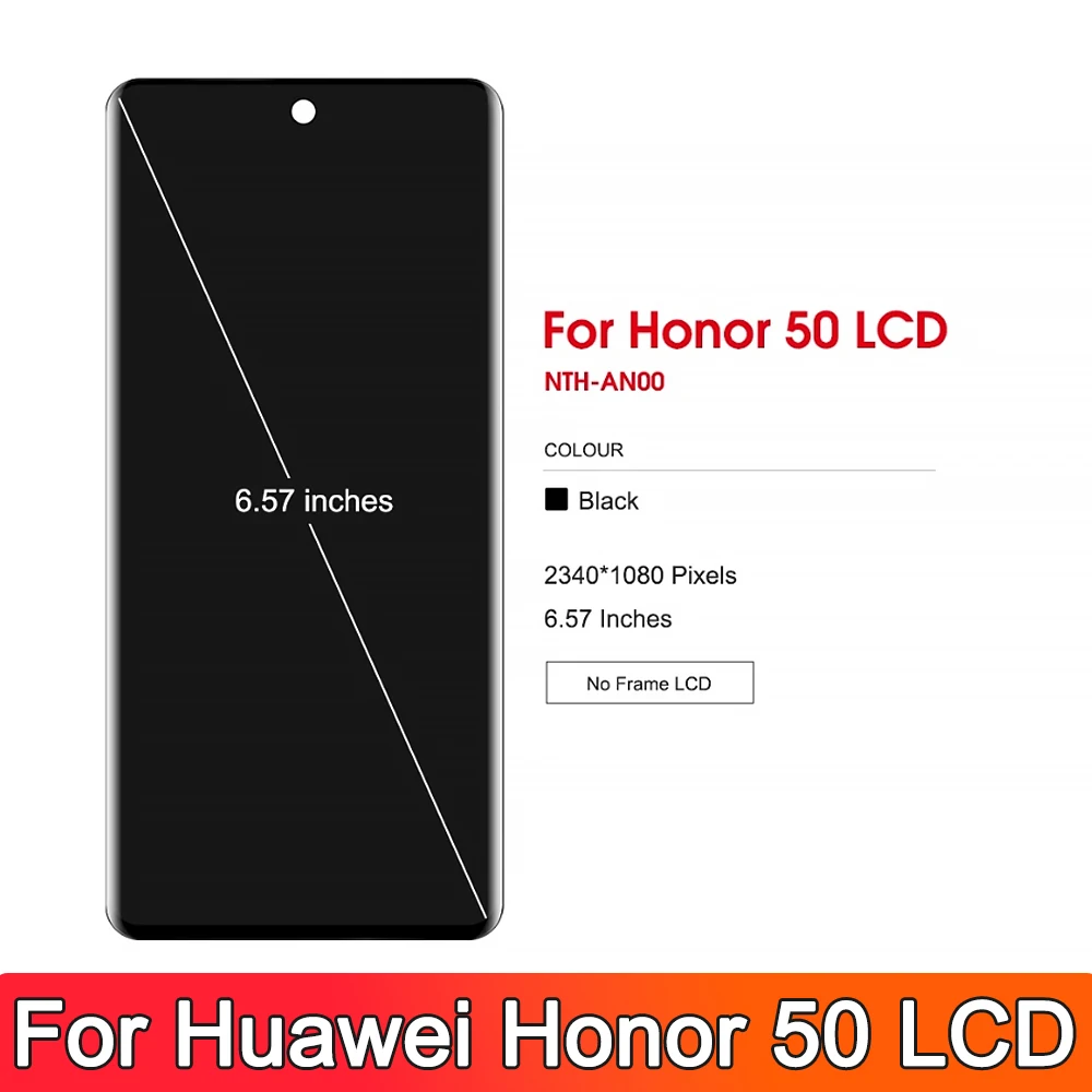 6.57'' For Honor 50 LCD Display Touch Screen Digitizer Assembly For Honor 50 NTH-AN00 NTH-NX9 Display