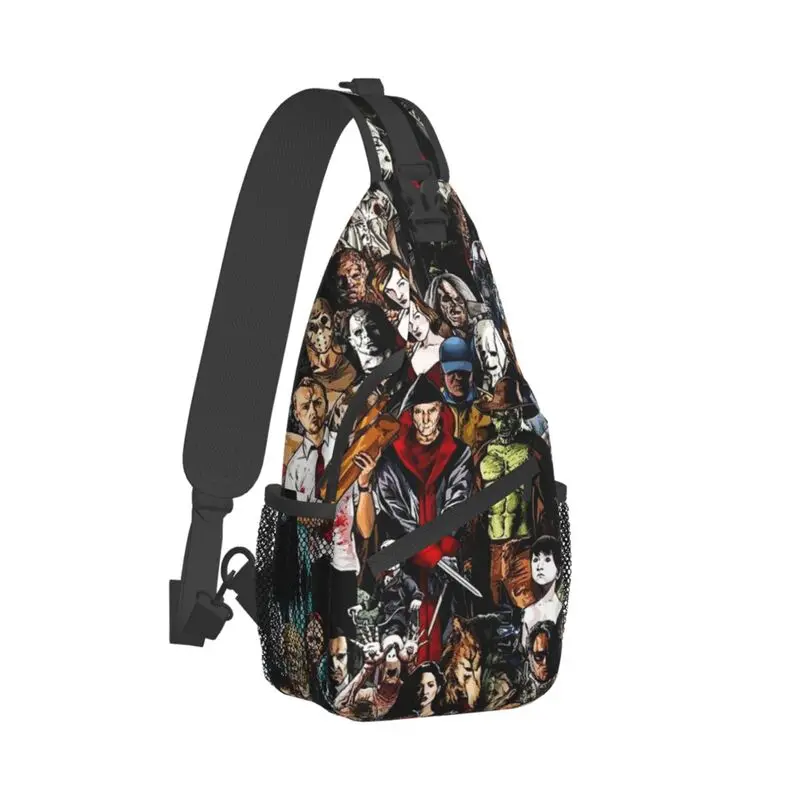 Horror Movie Character Collection Sling Bags for Men Cool Halloween Shoulder Crossbody Chest Backpack Cycling Camping Daypack