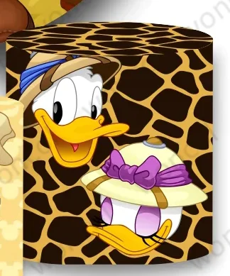 Fondo redondo de Mickey Mouse de Safari, telón de fondo de cumpleaños de Mickey Mouse y amigos, cubierta de cilindro Goofy Donald Duck Pluto Minnie Mouse