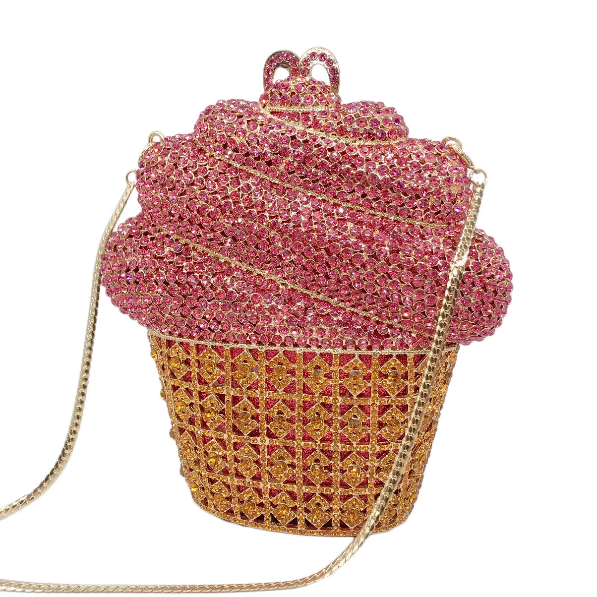 Ice Cream Ice Cream Full Of Diamonds Hollowed Out Full Of Diamonds Holding Banquet Women Bag Sweet Wind Bag Designer Luxury Bags