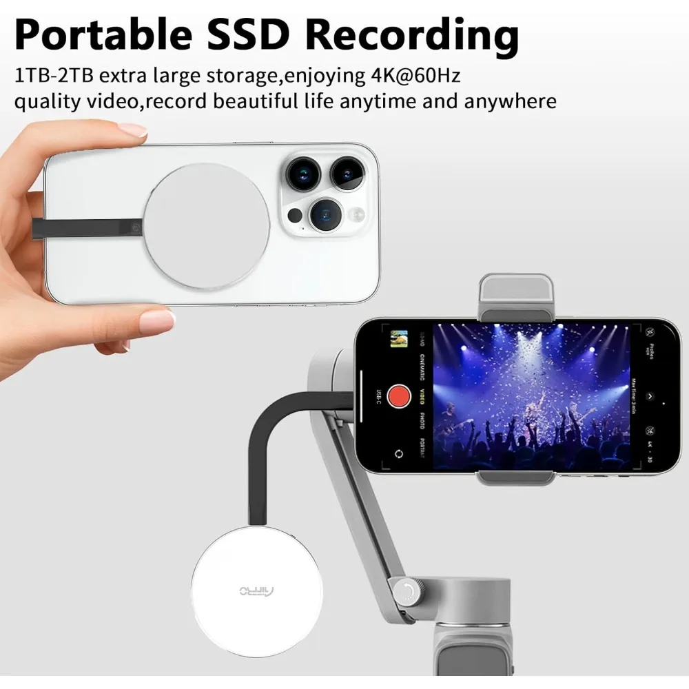 P10 مغناطيسي PSSD 2 تيرابايت، لهاتف iPhone MagSafe SSD المحمول، ما يصل إلى 2000 ميجابايت/ثانية-Type-C، SM2320، USB 3.2 Gen 2x2 20 جيجابت في الثانية، اتصال #5