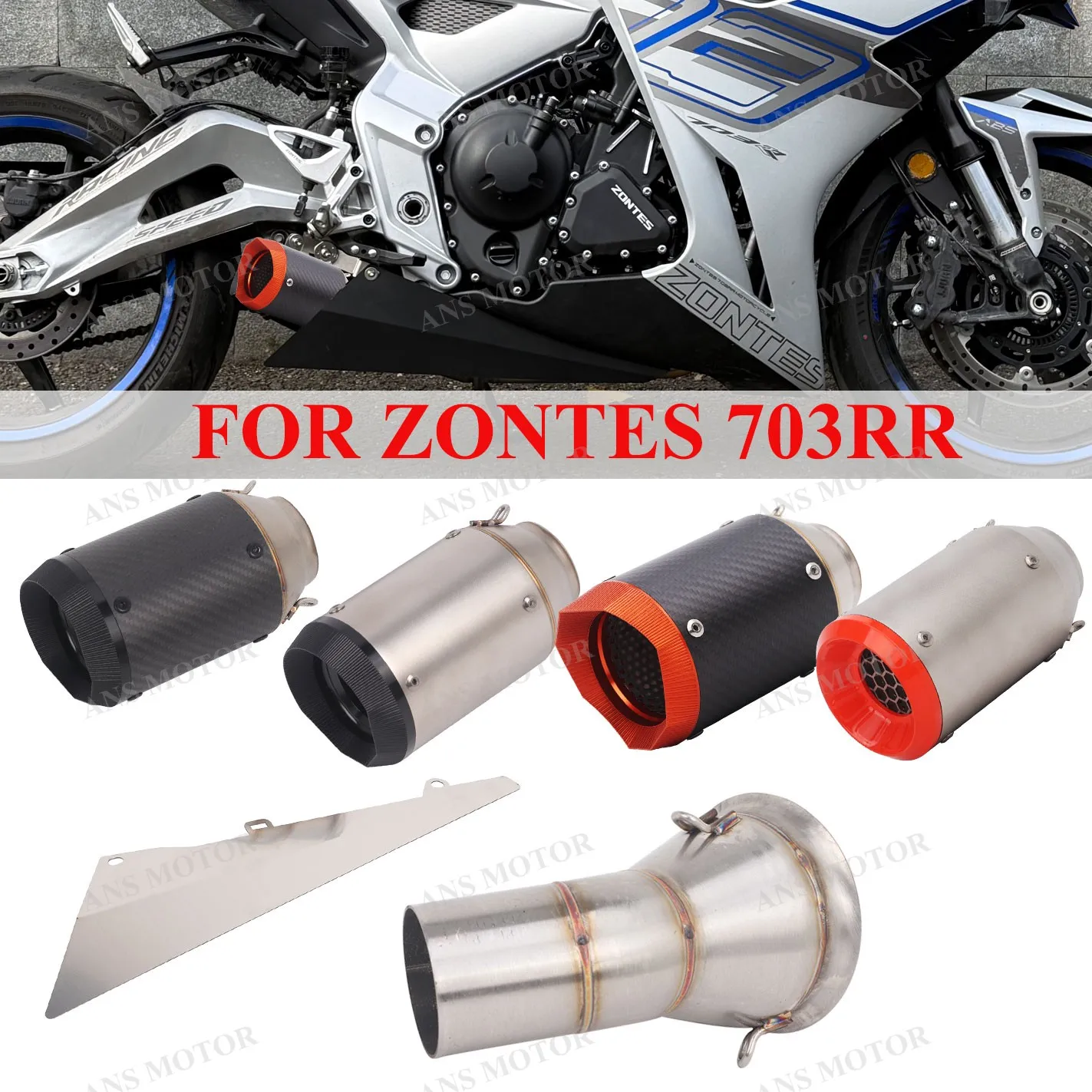

Slip On For ZONTES 703RR 2024-2025 Years Motorcycle Exhaust Tail Pipe Modify 703RR Exhaust Short Muffler