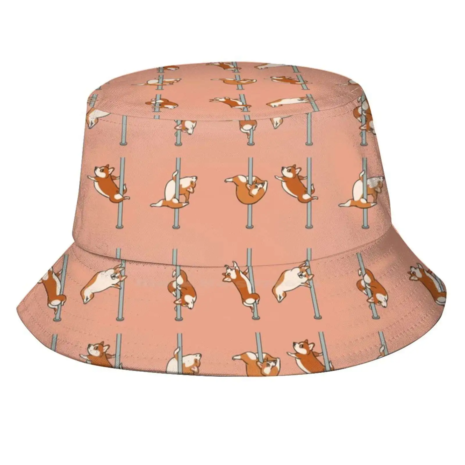 Corgi Pole Dancing Club Sun Cap Fisherman Hat Bucket Hats Corgi Pole Dancing