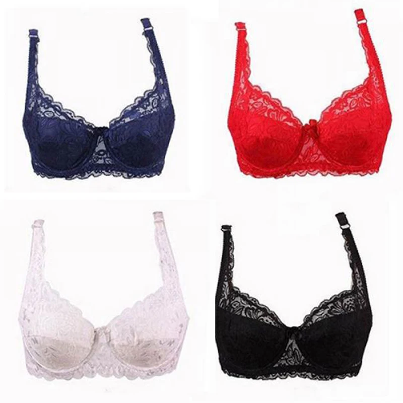 New Sexy Floral Lace Bras Women Summer Thin Push Up Brassiere Solid Color Comfort Breathable Underwear Female Fashion Lingerie image 5