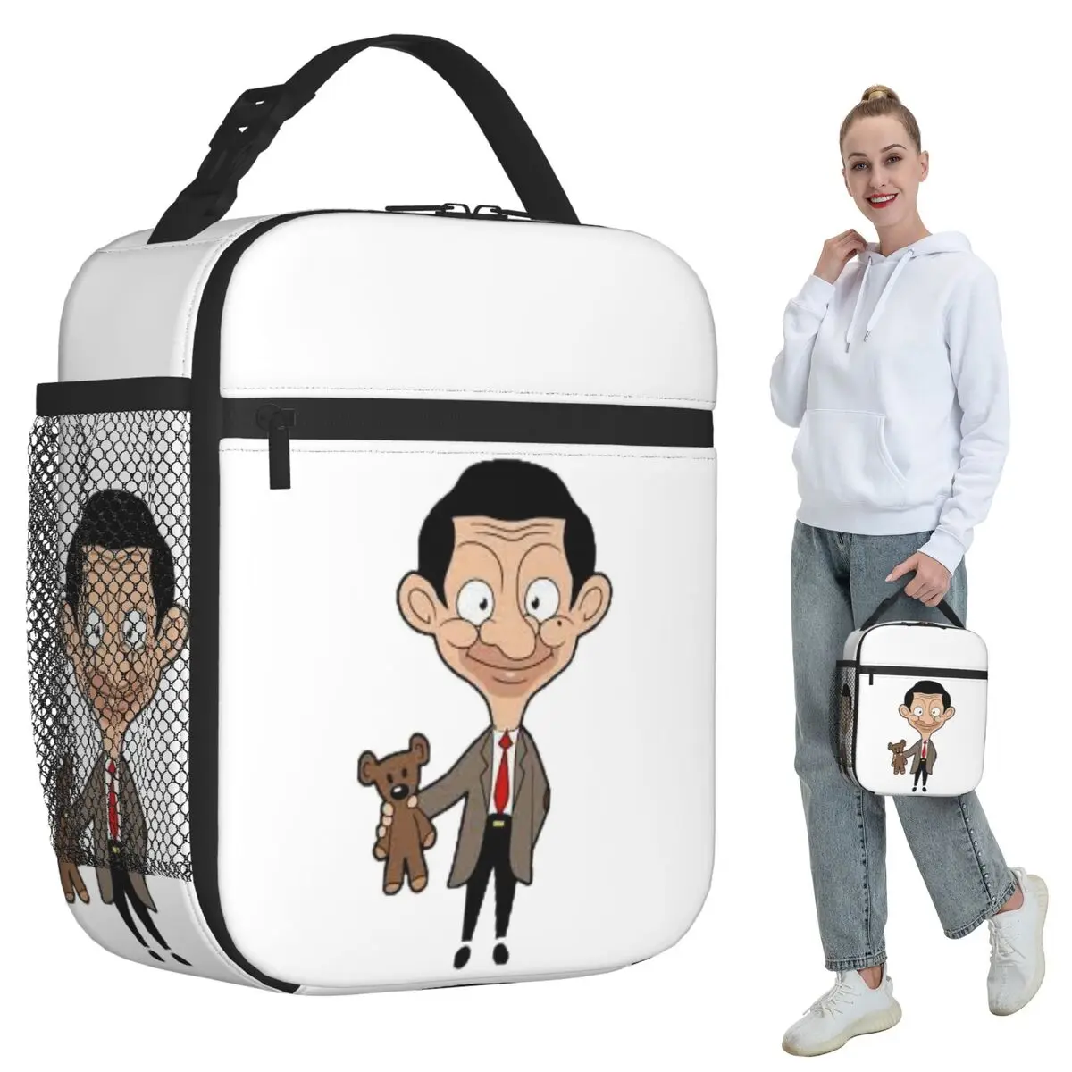 

Mr Bean Cartoon Insulated Lunch Bag for Kids School Cooler Thermal Food Box Tote Leakproof Lunch Boxes Container