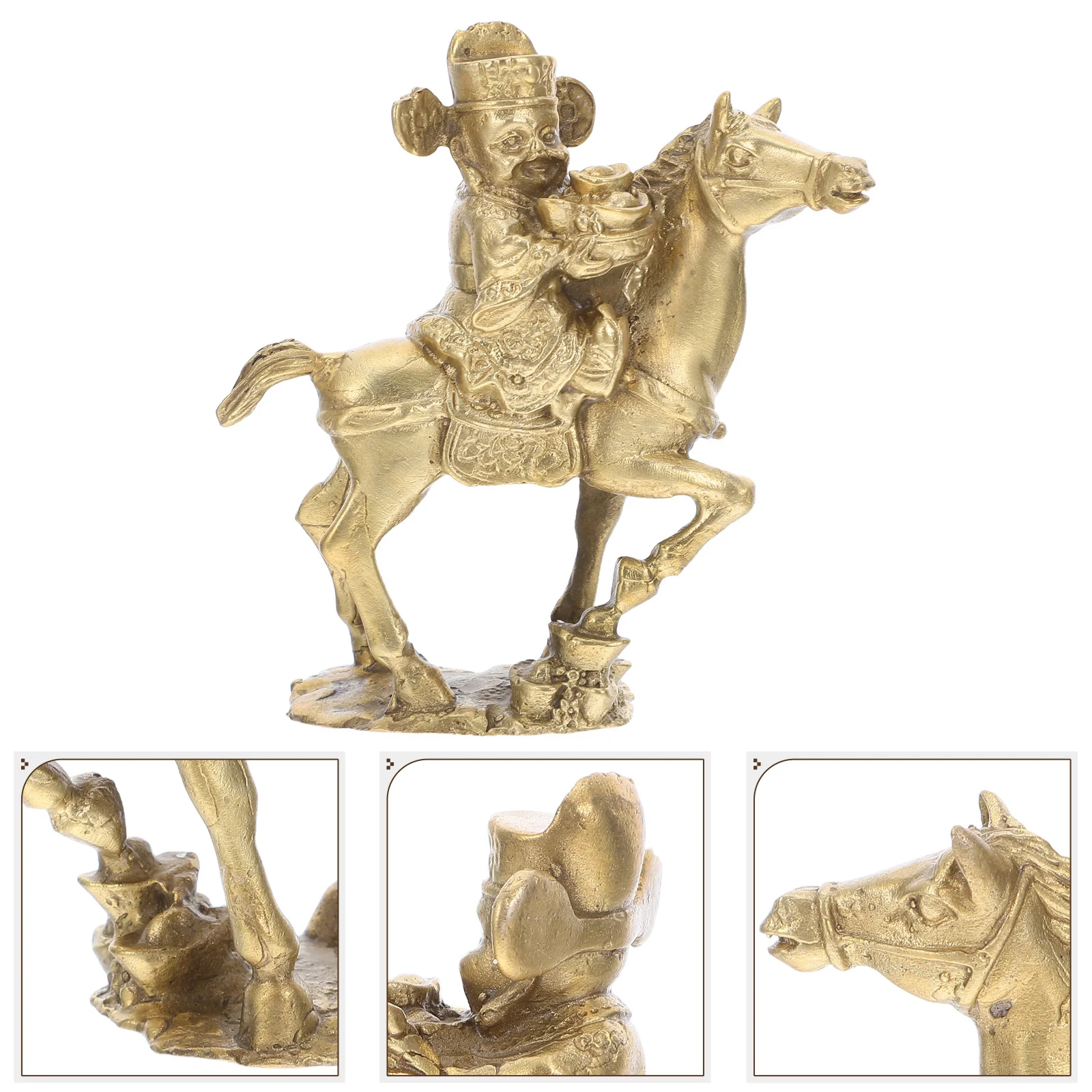 

Standing Horse Statue in Brass God of Wealth and Fortune Feng Shui Decoration for Living Room Bedroom Hallway Chinese Cultural