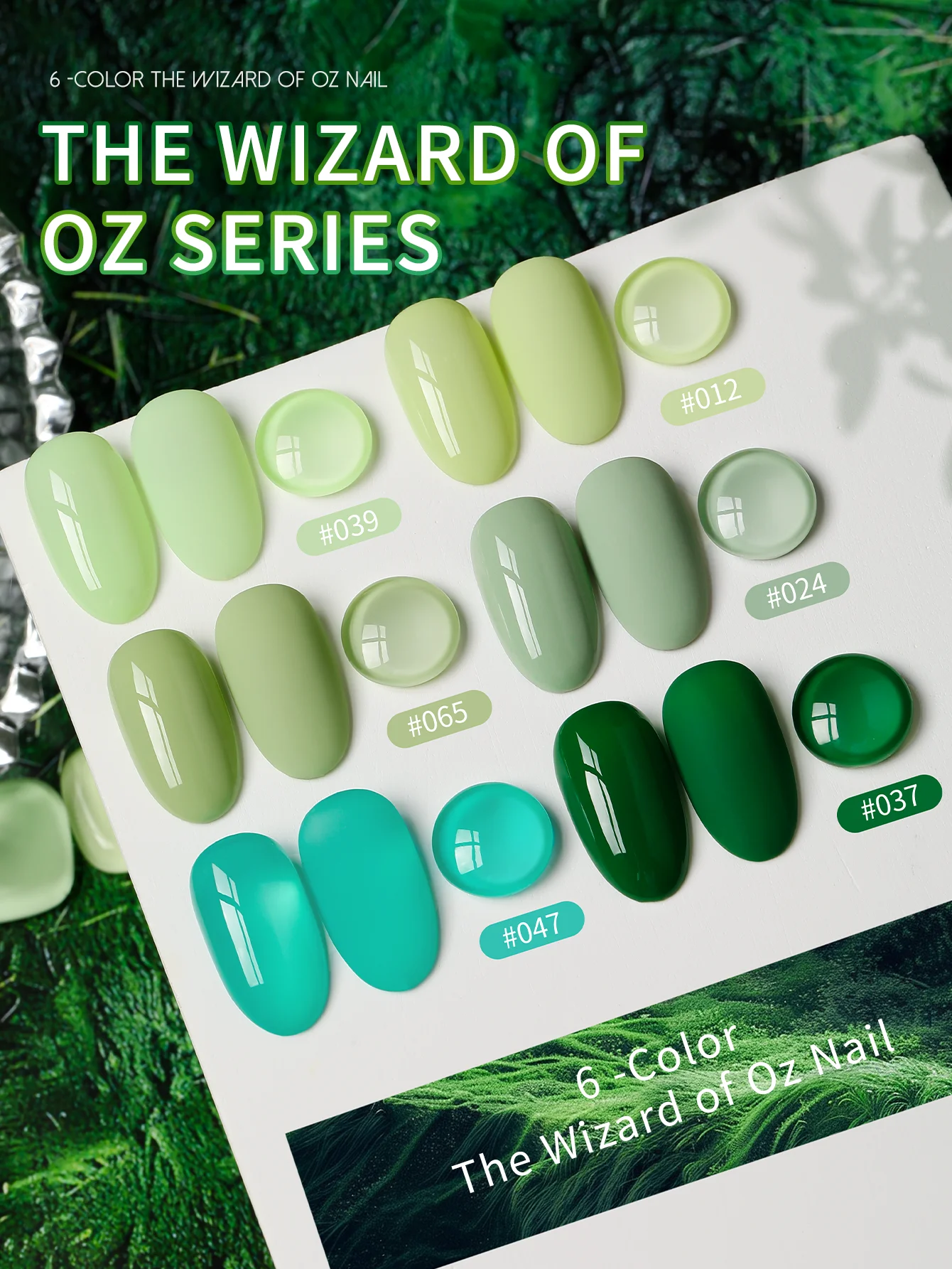 XEIJAYI 6pcs 15ml Gel Nail Polish Set Green Semi Permanent UV Gel Polish Kits All For Manicure Kit Soak Off UV LED Vernis