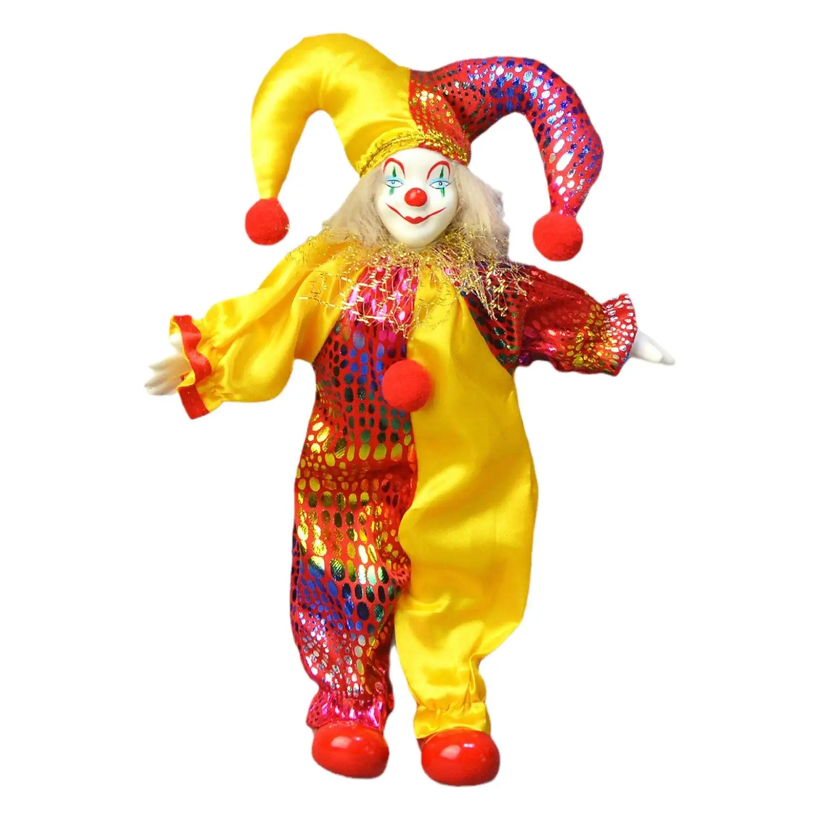 Ceramic Clown Doll Collectible Desk Decor Crafts Table Decoration Doll Ornament Clown Figure for Table Bedroom Birthdays Gift