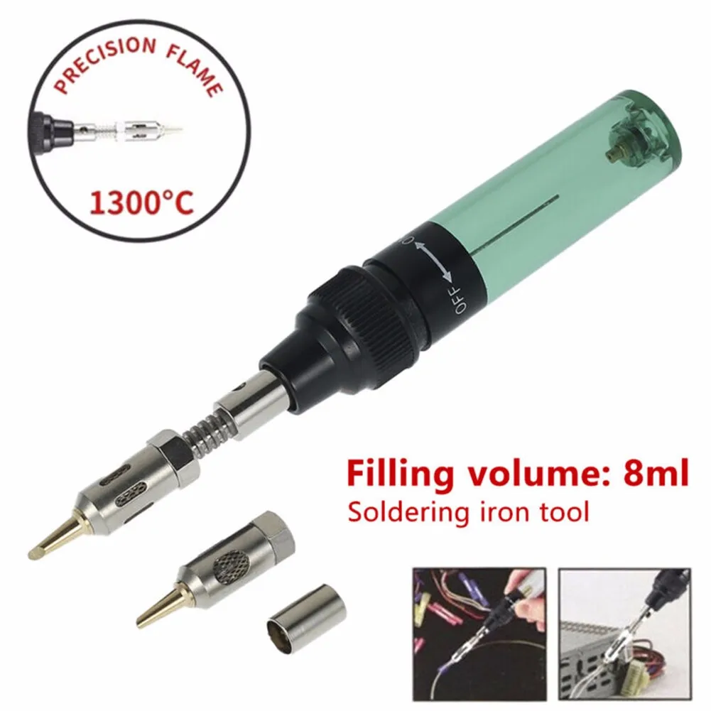 MT100 Gas Soldering Iron Butane Welding Pen 1300℃ Cordless Welder Tip Tool Without Electricity Refillable Adjustable Flame