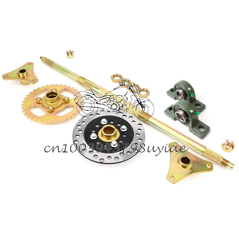 610mm ATV Go Karts Rear Axle kits STD 20mm Complete Assembly with Carrier Hub Brake Disc Chain Sprocket 420-37T With 140L chain