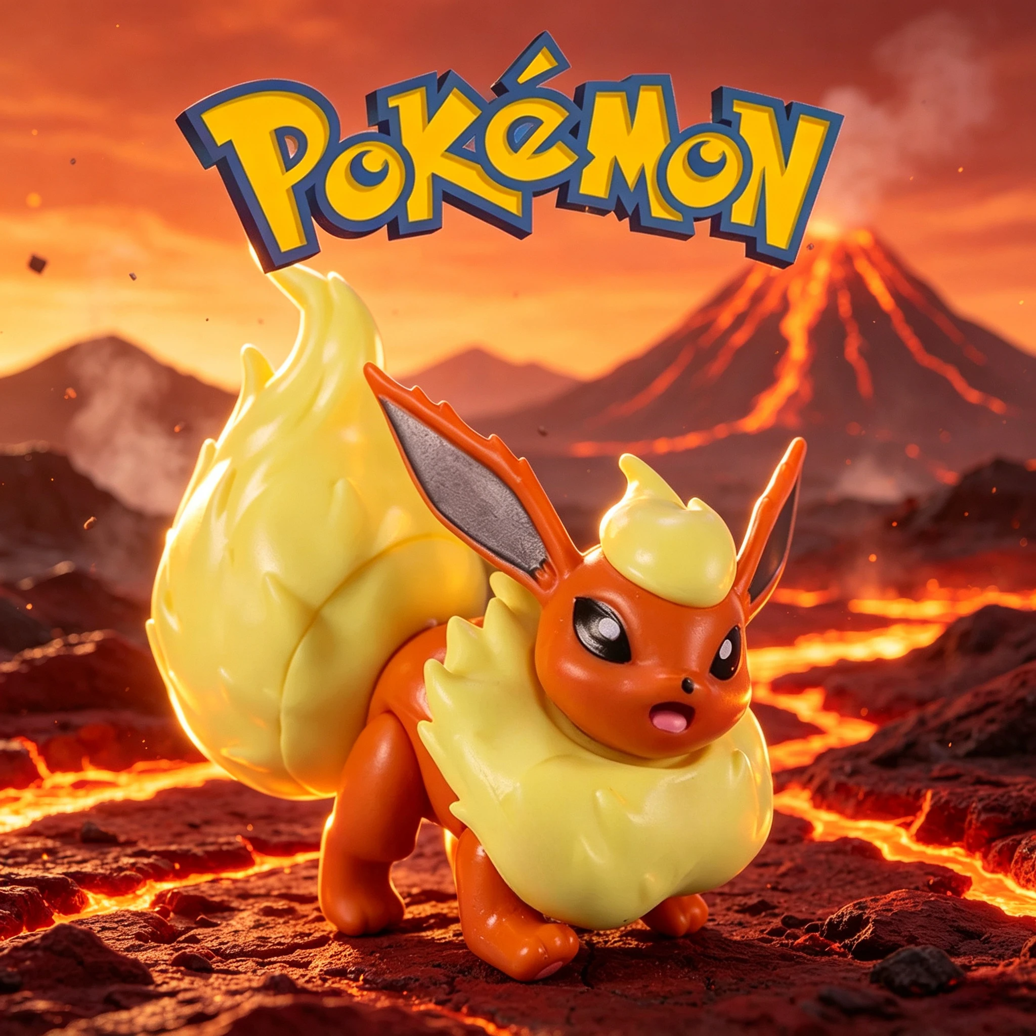 WCT US Authentic Loose Articulated Flareon Figure, Pokemon, 6cm, Anime Collectible Toy Ornament Model