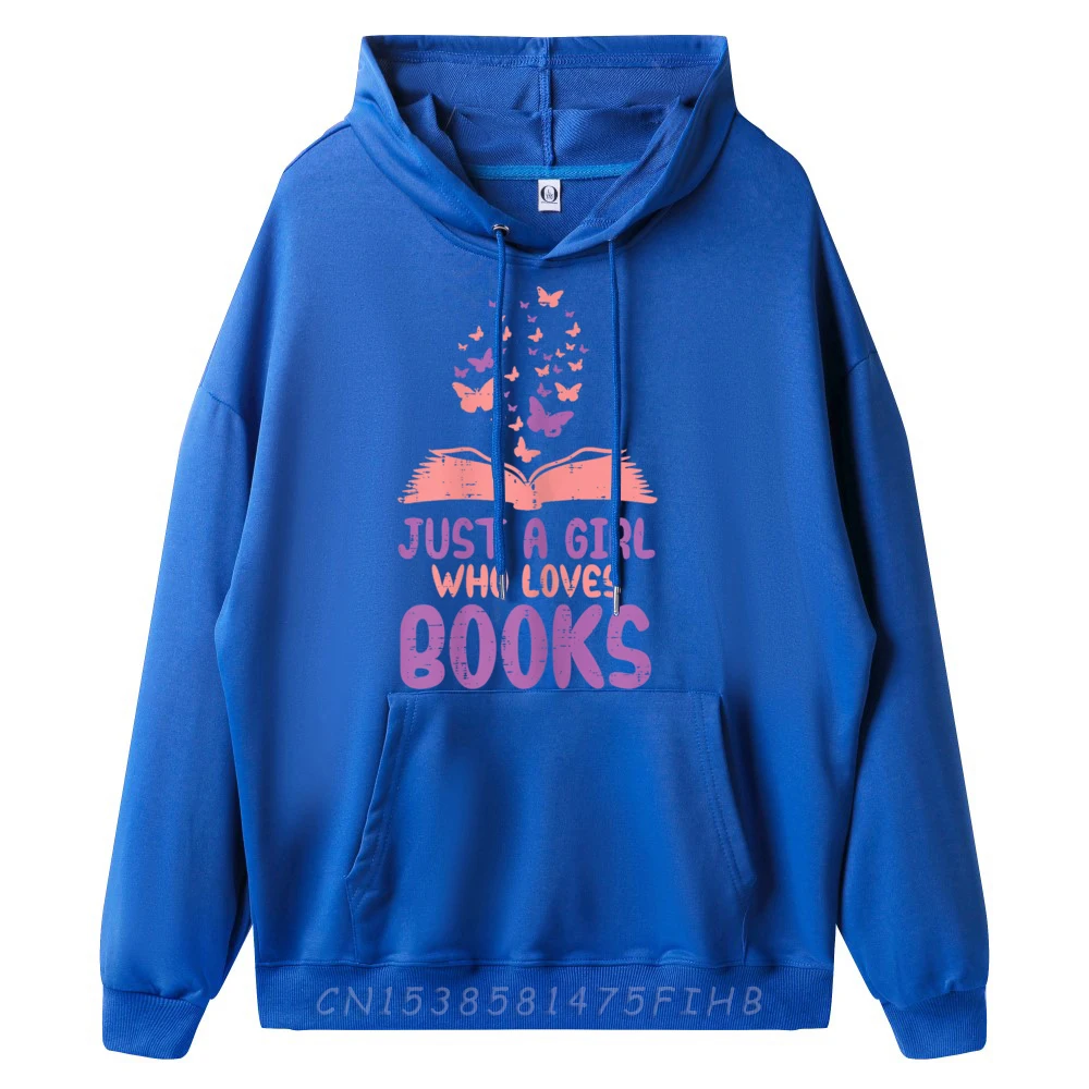 Just Girl Who Loves Books Hoodies Long Sleeve Printed On Retro Mens Thanksgiving Day Hoodies Printed On Hoodies O Neck