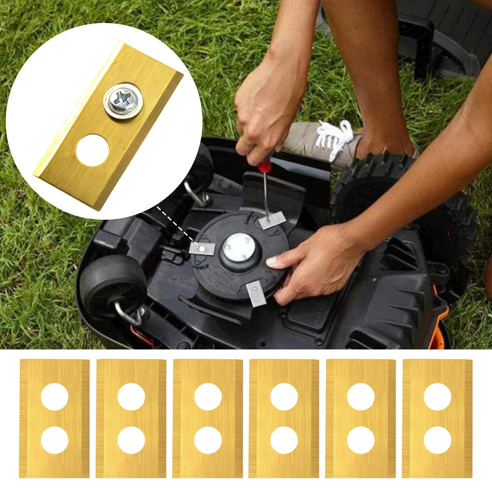 30/60PCS สแตนเลสสตีลเครื่องตัดหญ้าเปลี่ยนใบมีด 2-Hole Design สนามหญ้าตัดใบมีดเครื่องซักผ้าและสกรูสําหรับ Mammotion Luba หุ่นยนต์