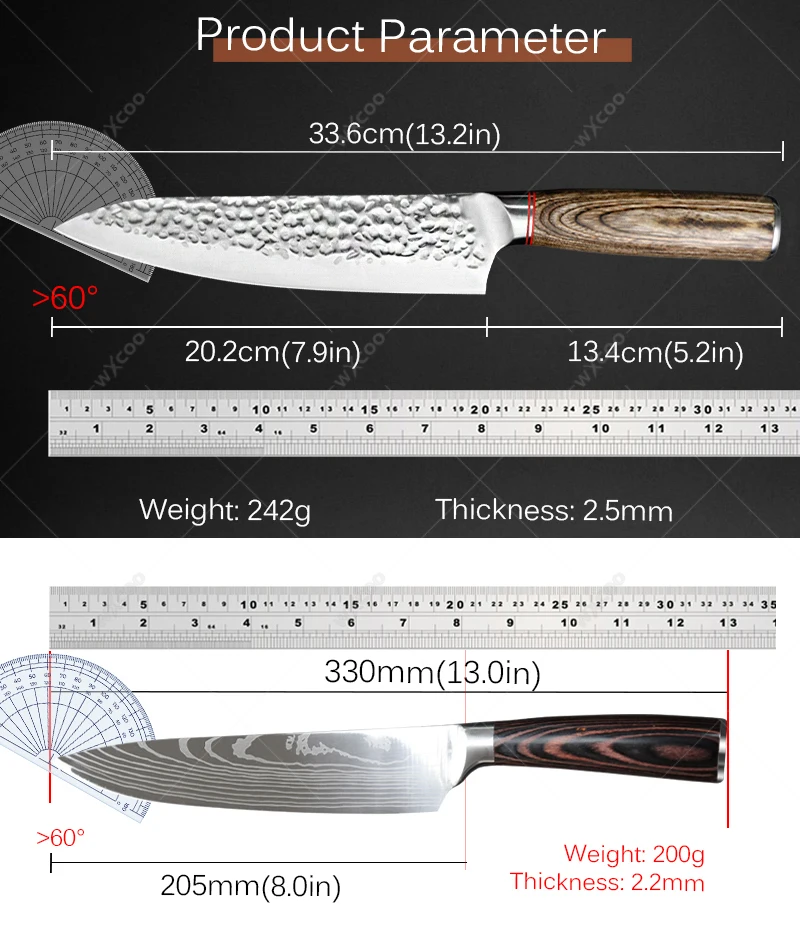 Stainless Steels Kitchen Knives Damascus Pattern Chef Knife Hand-forged Meat Cleaver Kitchen Meat Slicer Knife Cooking Tools