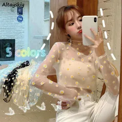 Blouses Women 5 Colors Ins Summer Basic Sun-proof All-match Korean Hot Ladies Sheer Top Lovely Daisy Casual Popular Femme Shirts