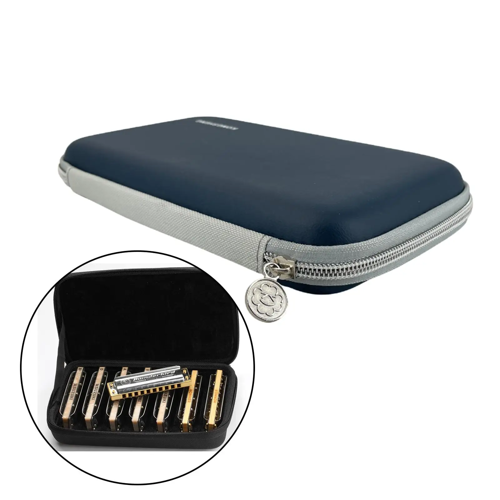 Black EVA 10 Holes Harmonica Bag Holder Harmonicon Mouth Organ Container Organiser Protective Accessory