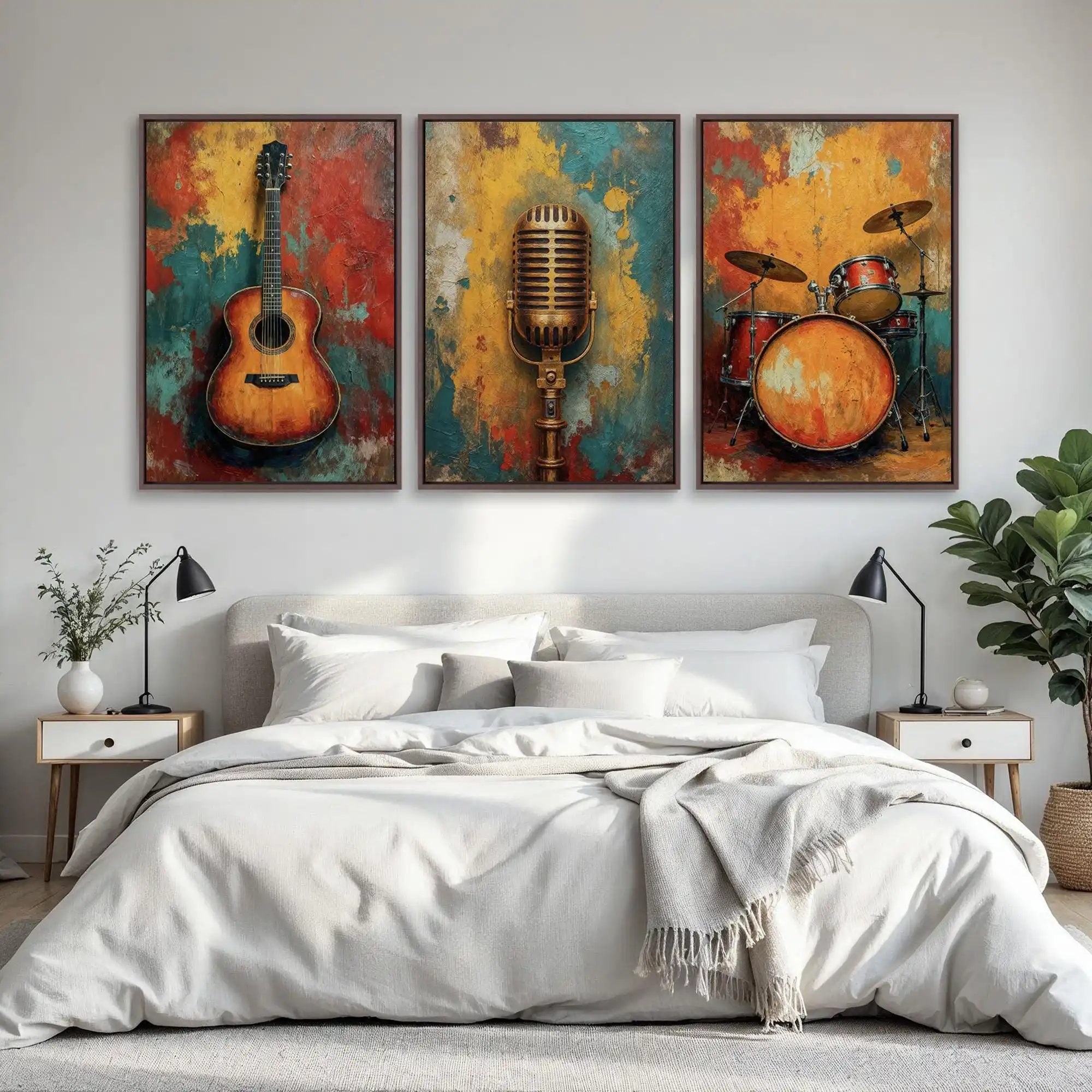 Set di 3 Stampe su Tela Vintag - Musical Instrument Image recensione e prezzo
