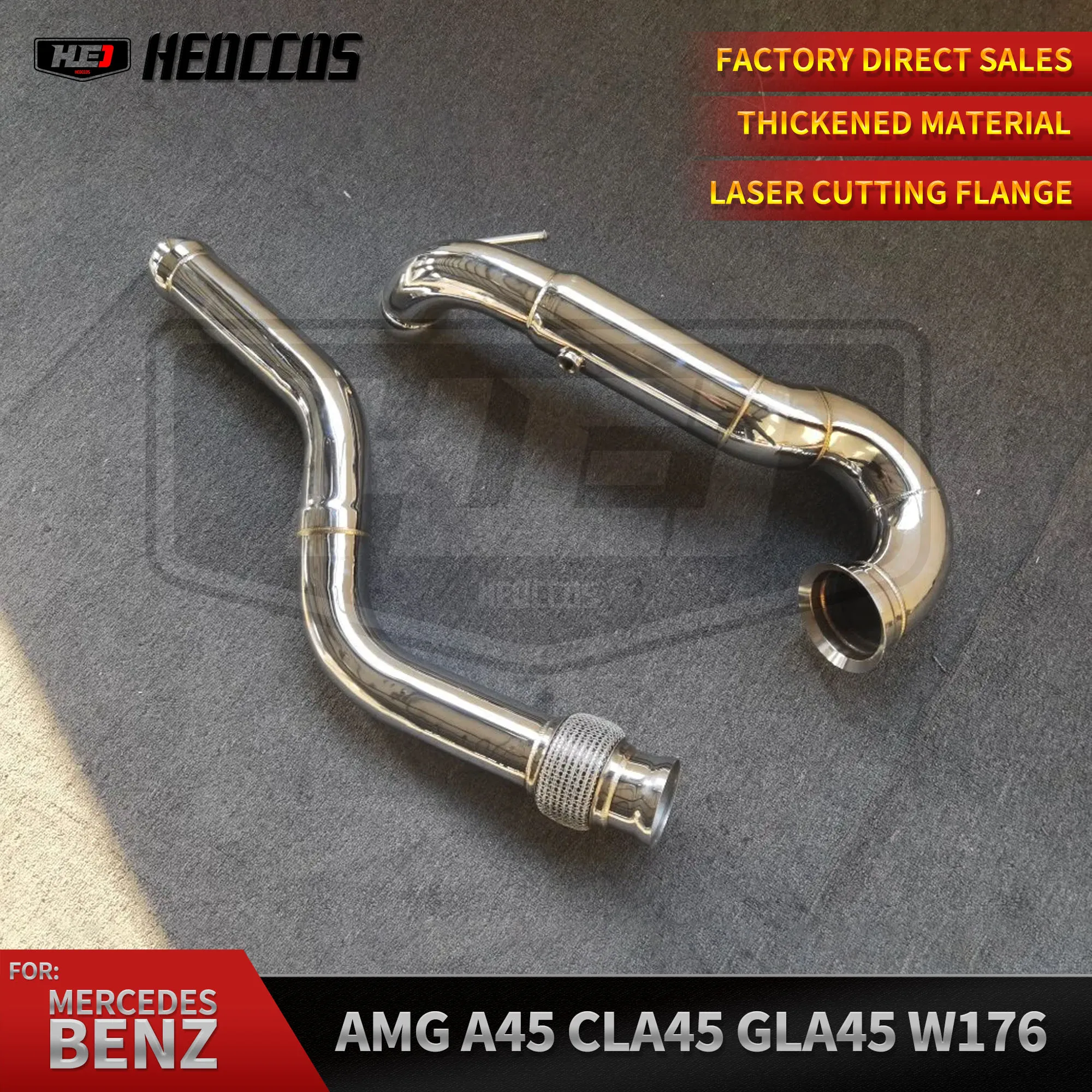 

HEO SS304 Exhaust Downpipe for Benz AMG A45 CLA45 GLA45 CLA45 2014+ Heat Shield