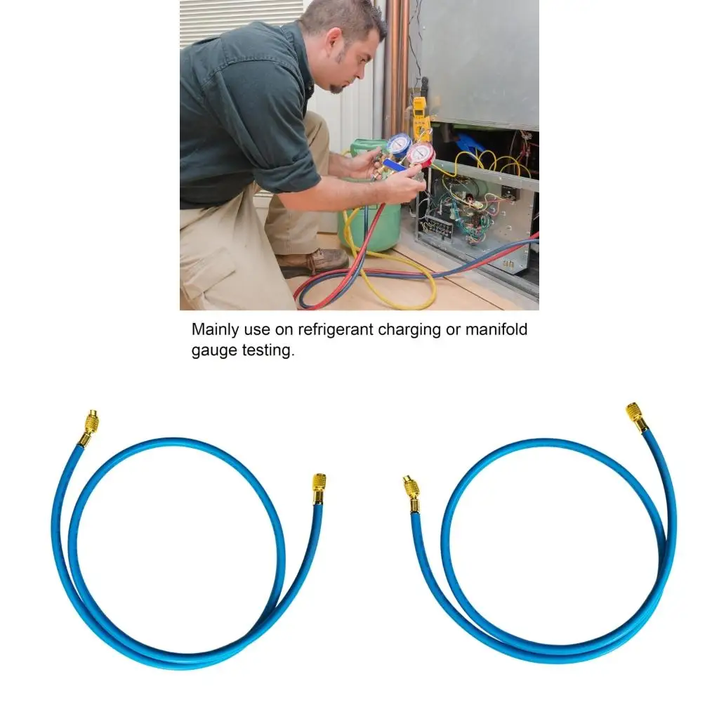 Automotive Air Conditioner Charging Hose 150 with Brass Ends and Flexible Rubber Hose for R22 R410 R134 Vehicle Service Work