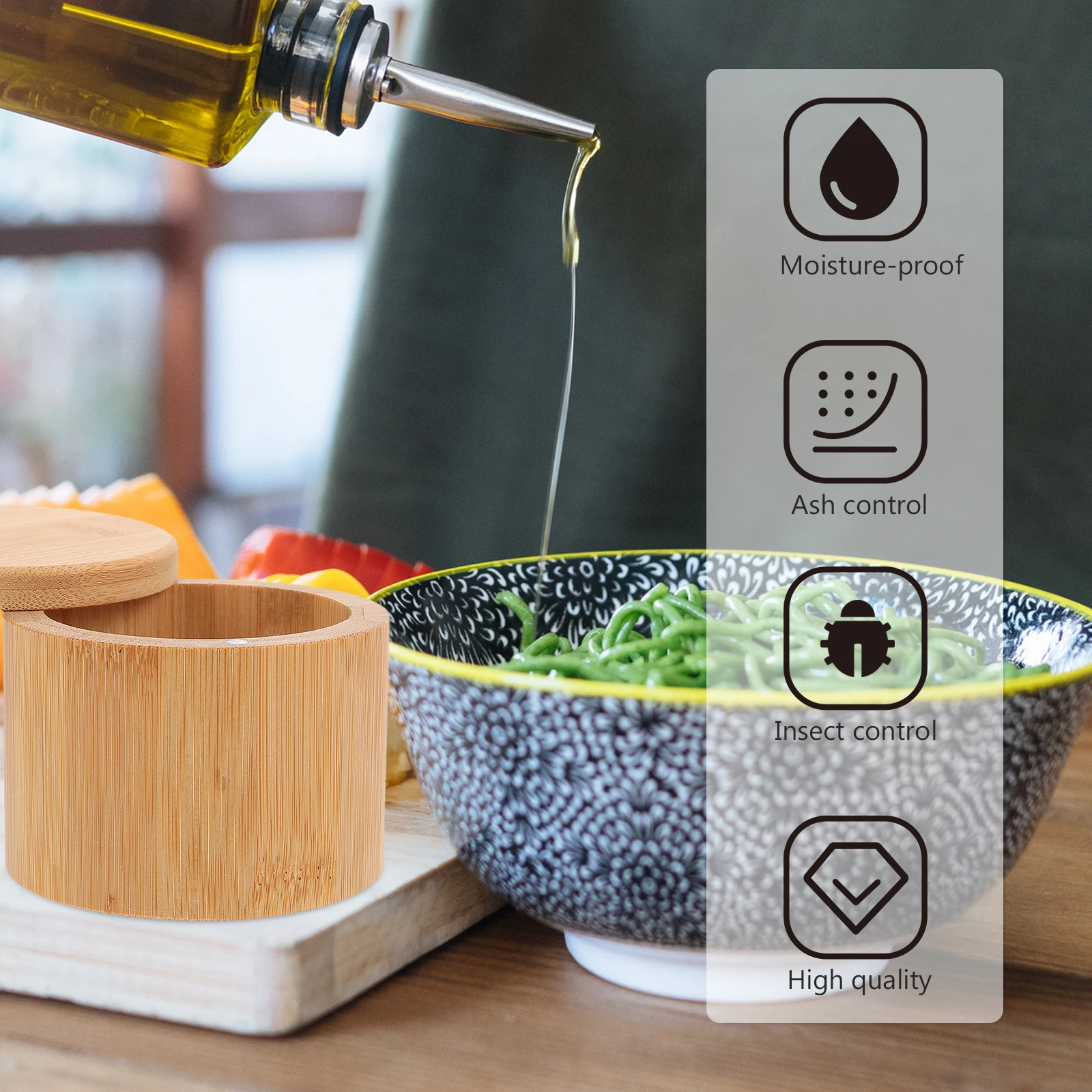 

Bamboo Seasoning Pot Condiment Storage Holder Kitchen Supply Salt Pepper Box Spice Container Multi Function Jar Home Decor