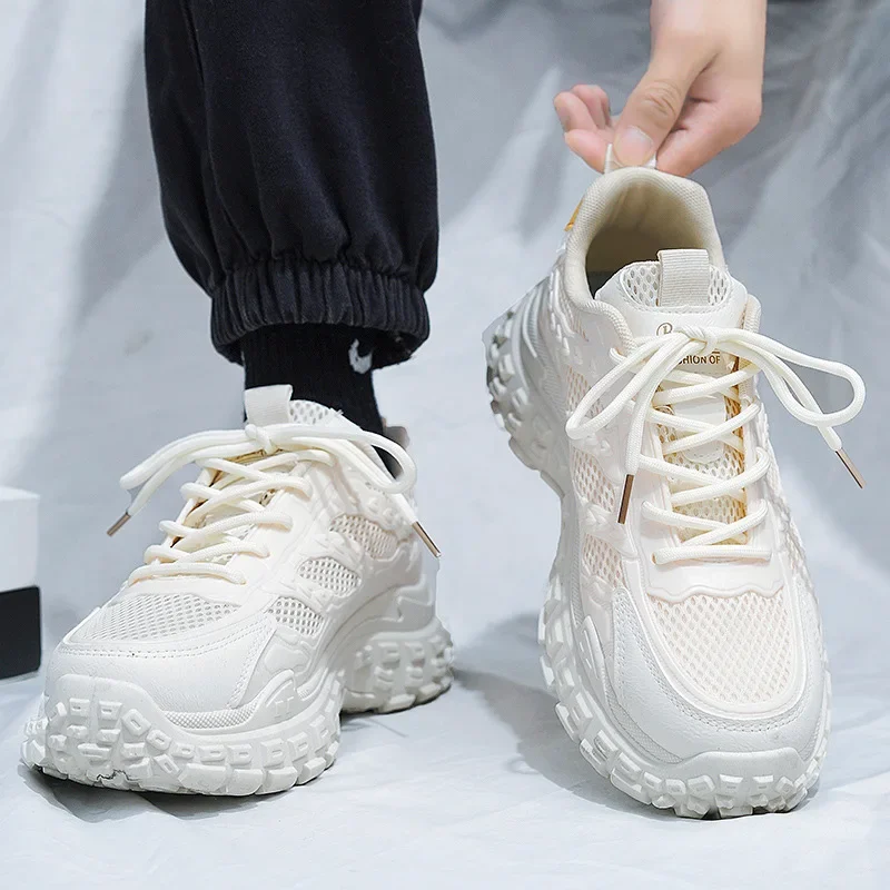 Labor shoes men's winter breathable wear-resistant non-slip tire sole work shoes men's black sports heightening dad trendy shoes