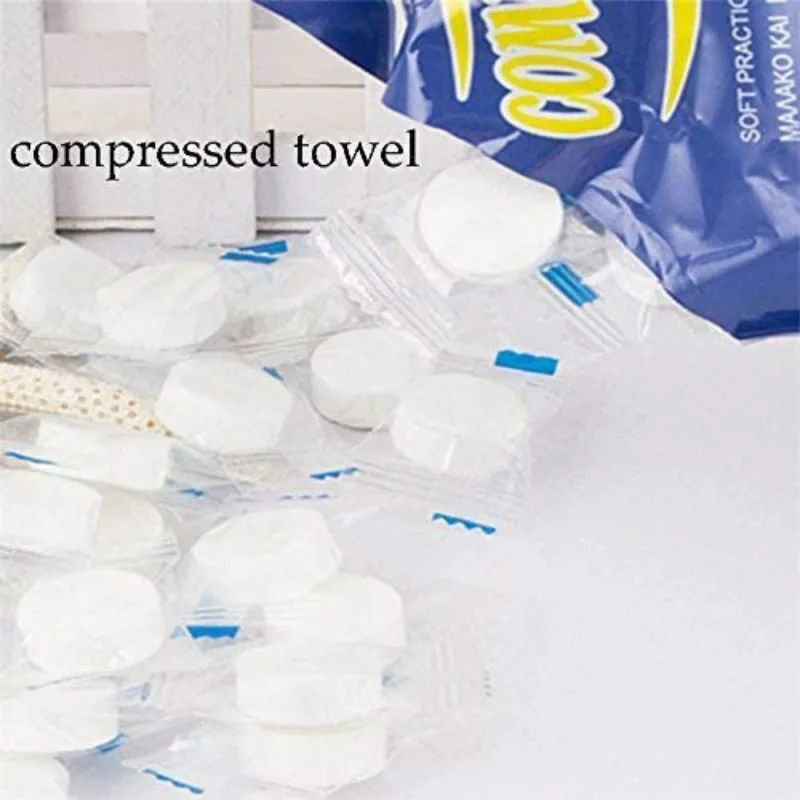 100 Disposable Compressed Towels Napkin Tissue Portable Camping Wipes Coin Tissue Travel Towel Washcloth for Sport Home