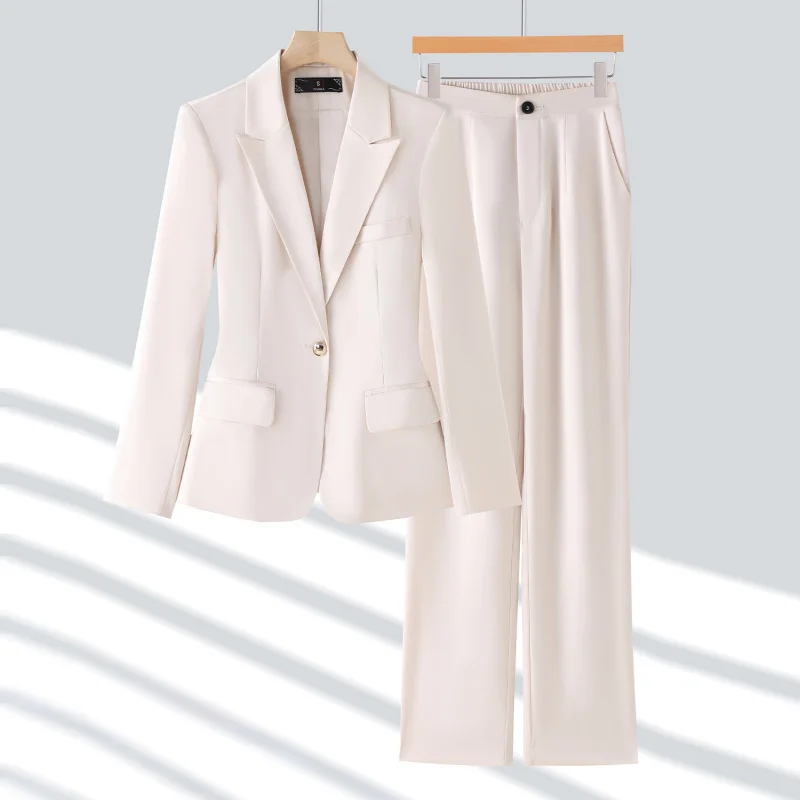 Casual and fashionable gray-blue women's suit set, new autumn style, light luxury, photogenic goddess style professional attire