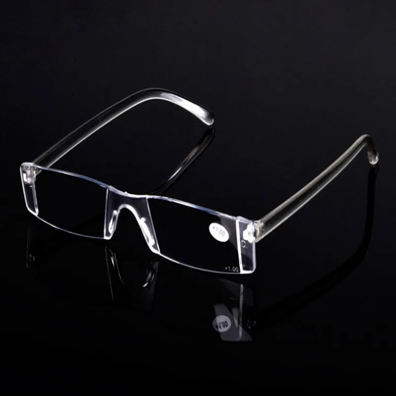 MEN Presbyopia glasses Diopter Eyeglasses Rimless Reading Glasses transparent clear  women plastic reading glasses