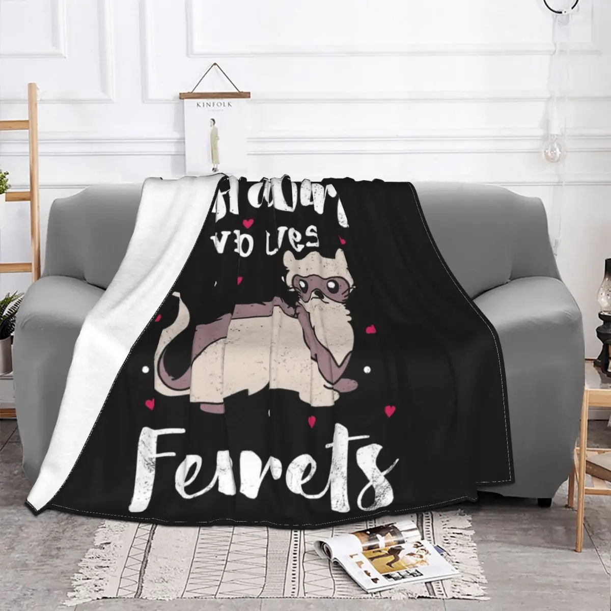 Just A Girl Who Loves Ferrets Flannel Throw Blanket Cute Ferret Lover Gift Kids Blankets Sofa Outdoor Lightweight Bedding Throws