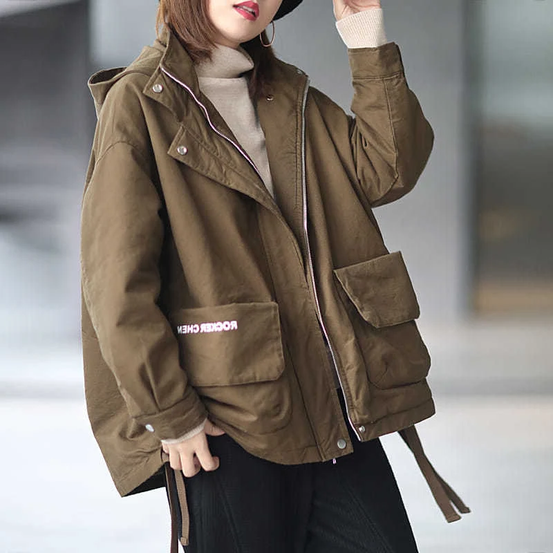 

Loose Fit Casual Hooded Cotton Jaet Women's plus Size Korean Sle Workwear Coat Autumn Winter Cotton Padded Vest