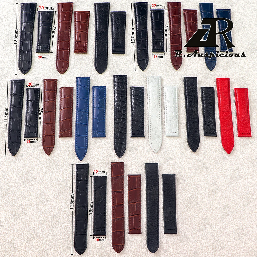 Watch Accessories Genuine Leather Watchband For Blue Balloon/Tank London Solo Lychee Textured/Crocodile Pattern Cowhide Strap view 2