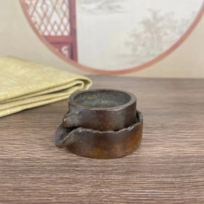 Alloy stone mill agricultural tool, mini double-layer traditional stone mill, backflow incense ornament, grinding table incense