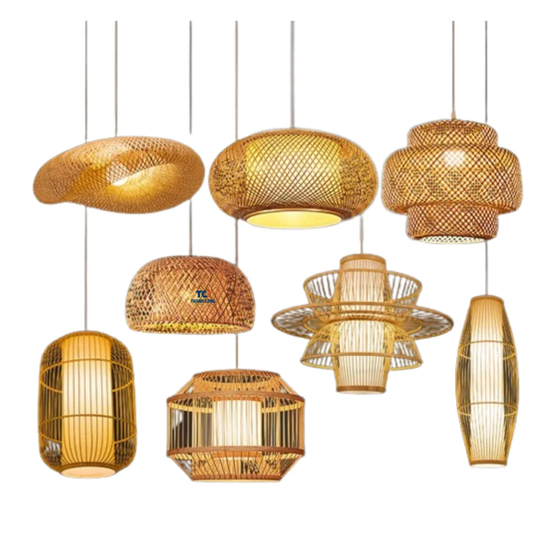 

Lampshade modern art chandelier bamboo lamp handmade restaurant hotel rattan chandelier