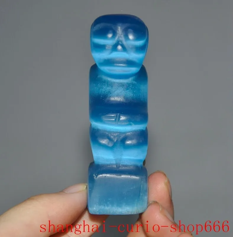 

3-Inch Chinese Hongshan Culture Crystal Opal Sacrifice to Helios Sun God Statue -Natural materials