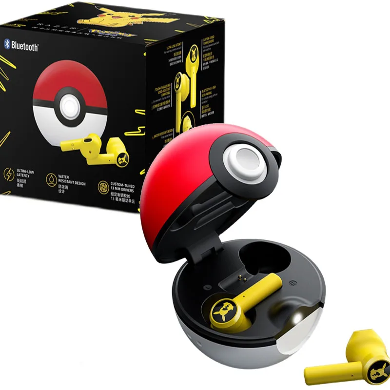 Pokemon Pikachu Earphones Wireless Bluetooth 5.0  Headphones Touch Control Microphone Universal Gifts  Sport Noise Reduction