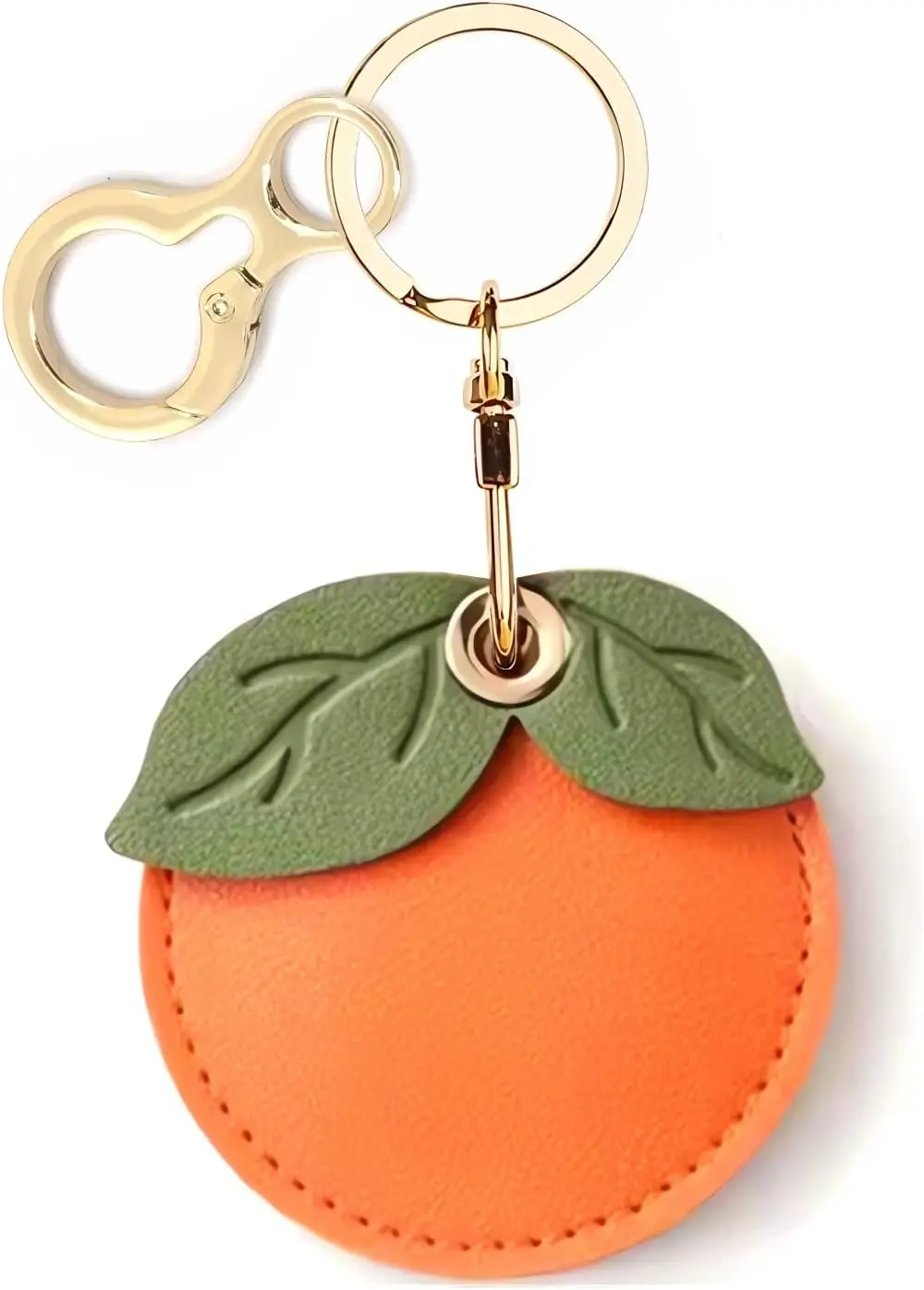 

Leather Keychain Holder Case for AirTag, Cute Cover with Key Ring, GPS Tracker Case for Keys