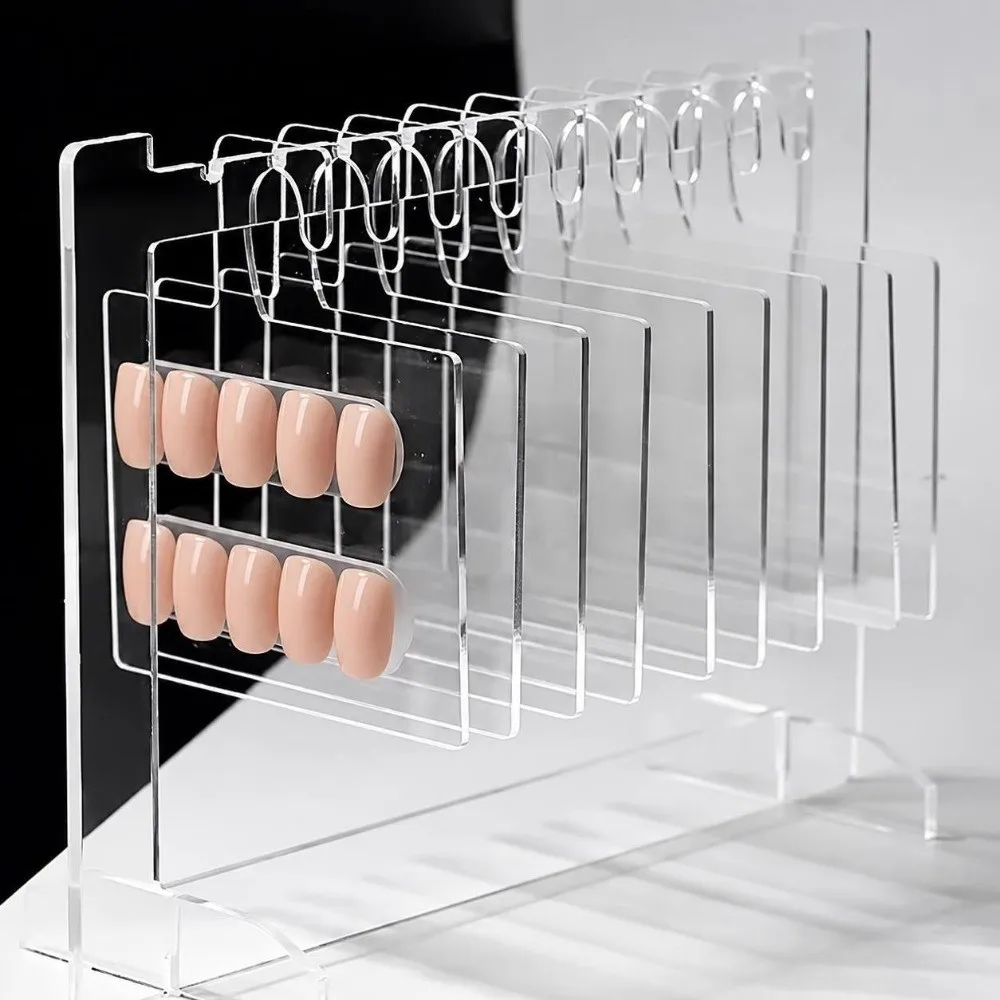 Transparent Acrylic Nail Art Display Rack Hook Desktop Mounted Nail Storage Stand Multi-Purpose Dustproof Nail Art Display Board