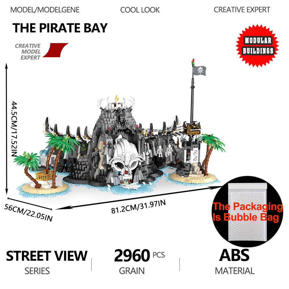 

Строительный блок «Пиратский заливной остров», средневековая модель, классические наборы кирпичей MOC, строительная игрушка, подарок на день рождения для детей