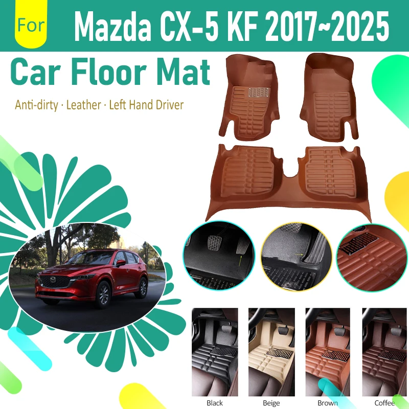 

Car Floor Mat For Mazda CX-5 CX5 CX 5 KF MK2 2017~2025 Leather Pad Foot Cover Left Hand Driver Carpets Auto Interior Accessories