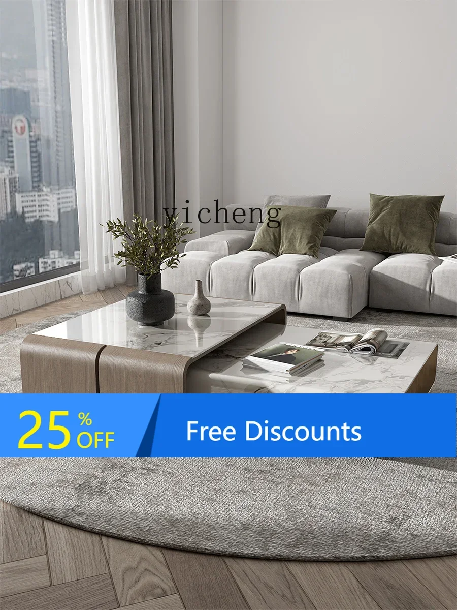 

LYY Minimalist Natural Marble Tea Table Combination Living Room Design High-End Child and Mother Tea Table