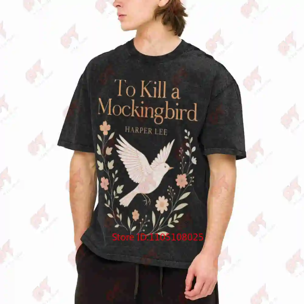 To Kill A Mockingbird Vintage Book Floral Literary Vintage Washed Tee Pure Cotton T-Shirt