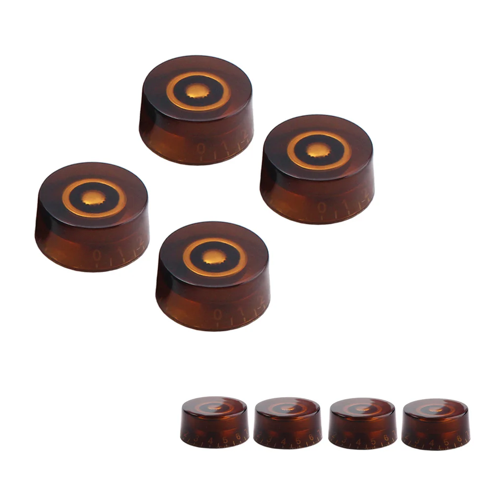 

4 PCS/ Set Round Guitar Knobs Volume Tone Control Knobs Rotary Knobs for Style Electric Guitar Parts Replacement (Tea Color)