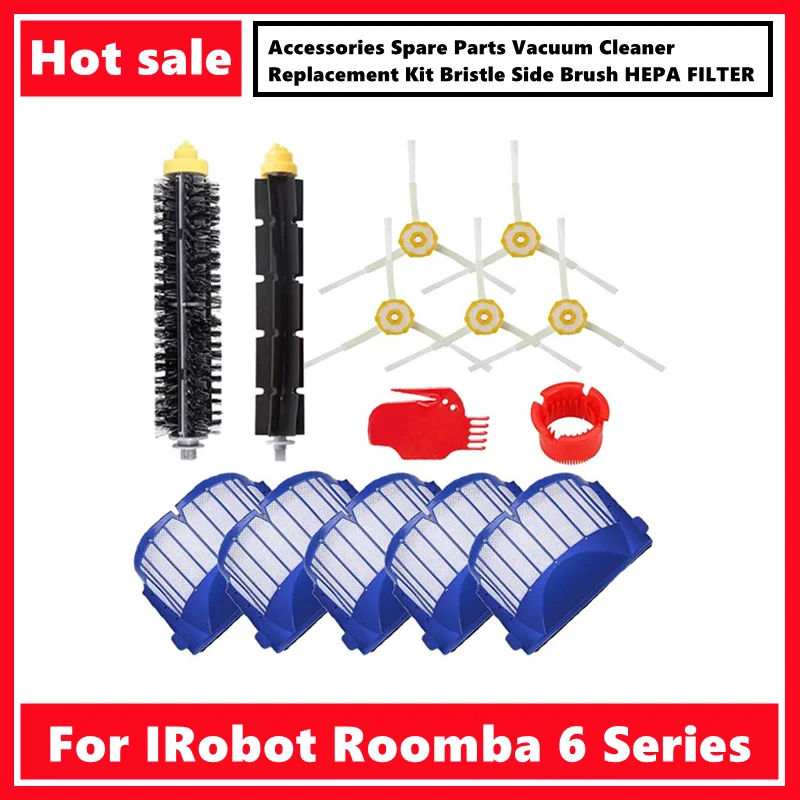 Cho IRobot Roomba 675 650 690 600 Phụ Kiện Phụ Tùng Máy Hút Bụi Thay Thế Bộ Lông Bàn Chải Cạnh Bên Bộ Lọc HEPA