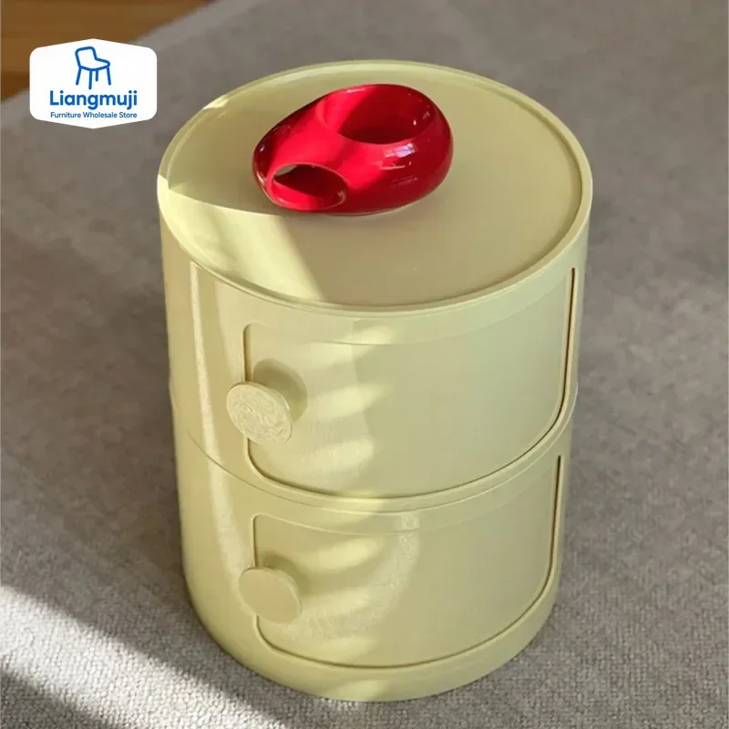 

MOMO Medieval Style Combination Storage Nightstand Colorful Dopamine Cream With Handles Kids Room Multi-tier Storage Cabinet