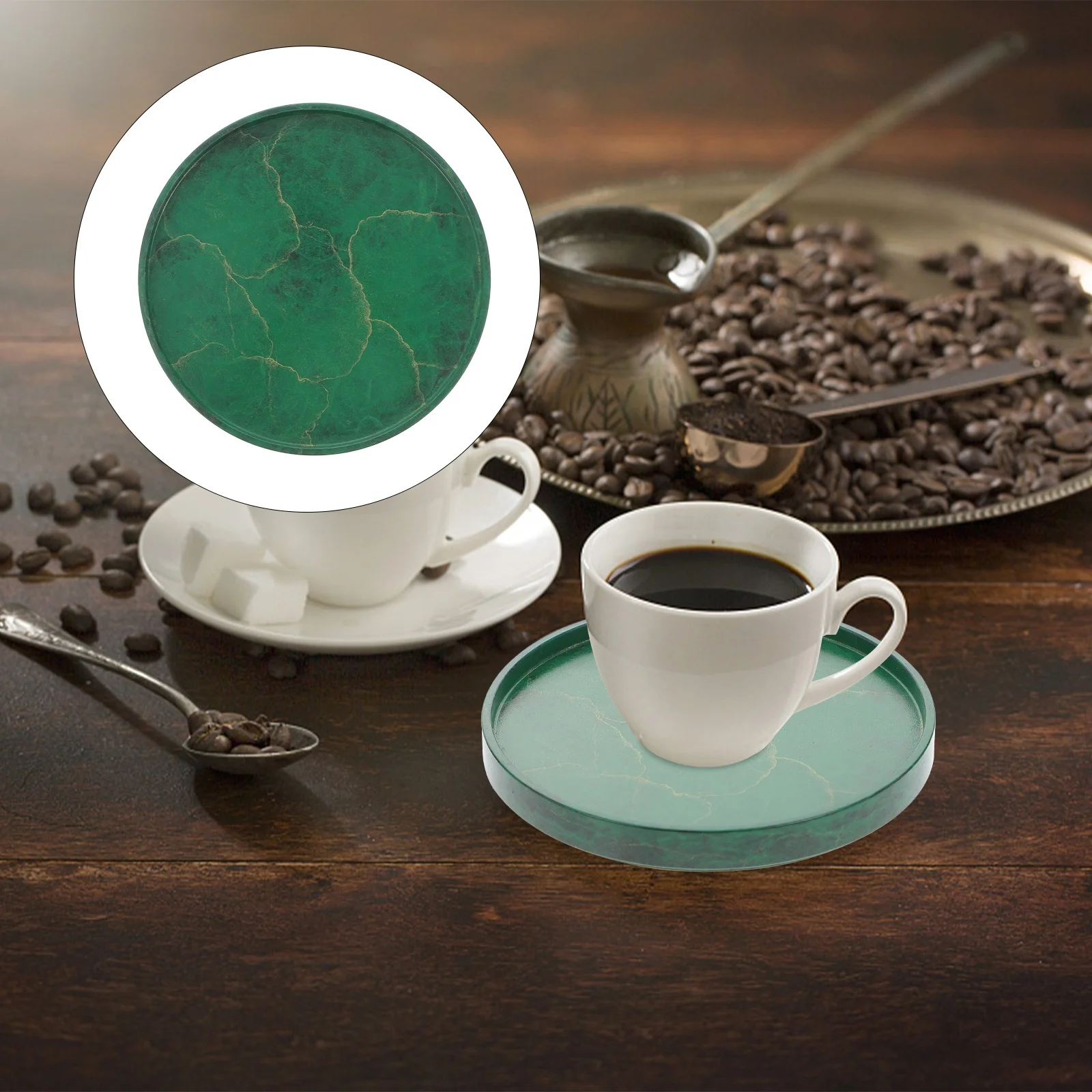 

Round Brass Coasters Set of 4 Premium Metal Cup Mats for Heat Insulation Drinkware Protection Coffee Tea Glassware Decorative