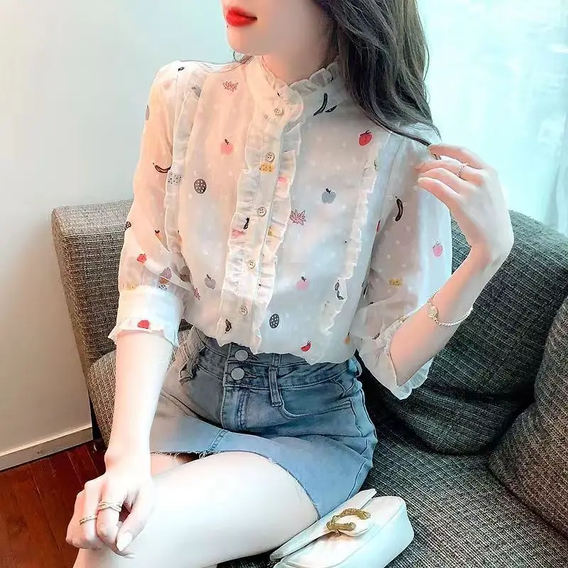 Top senza maniche in chiffon da donna con camicetta floreale di nuova moda estiva