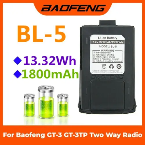 2pcs original 7.4v 1800mAh bateria de íon-lítio para rádio walkie talkie BaoFeng GT-3 GT-3TP rádio em dois sentidos